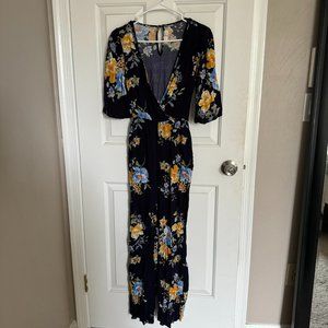 Band of Gypsies navy blue floral jumpsuit - S